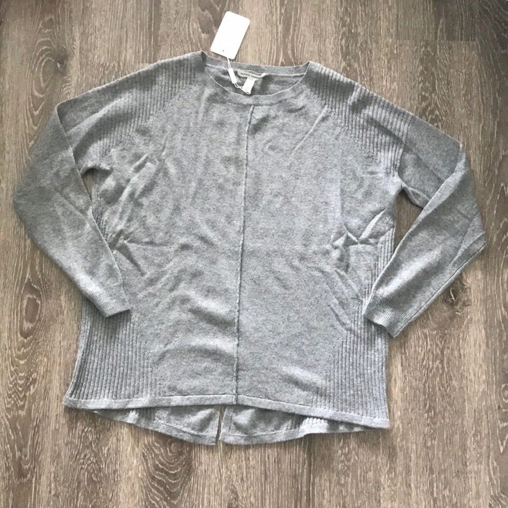 NWT autumn cashmere back slash rib detail sweater